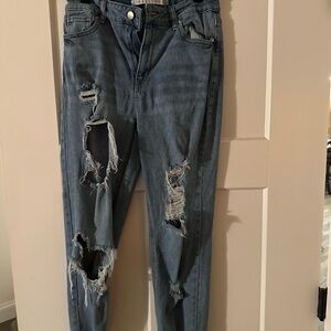 Tinseltown Ripped Blue Skinny Jeans